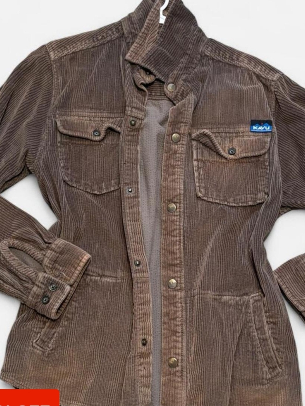 Kavu Corduroy Button-Up Shirt Jacket in Brown